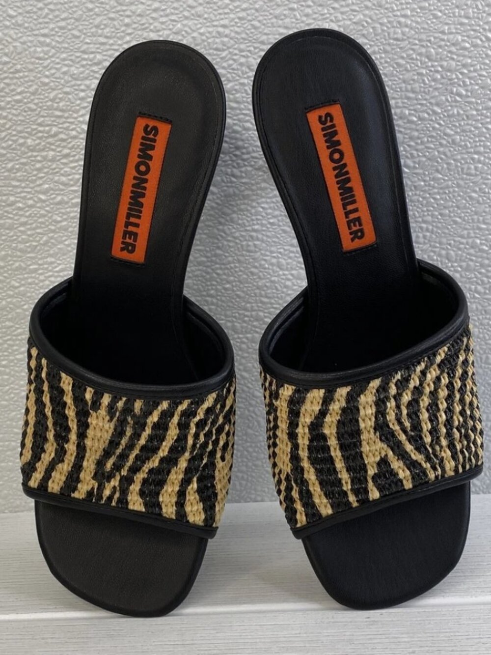 NEW Simon Miller Playa Mules Women's Size US9 EU39 Black/Natural Zebra Heel